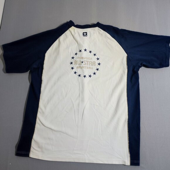 Converse All Star 1/4 zip up collar short sleeve shirt men's size 2XL white blue - Picture 3 of 11